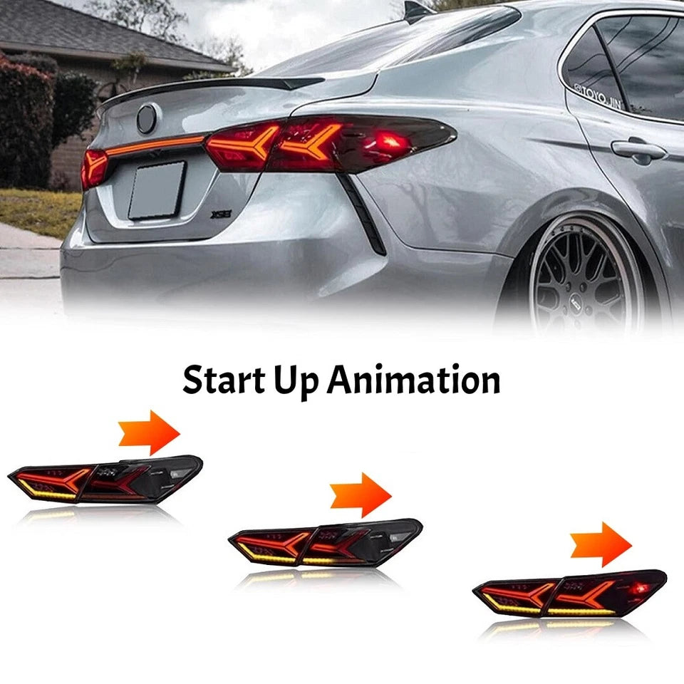 Smoked LED Tail Lights for Toyota Camry 2018-2024 Sedan W/ Sequential Assembly