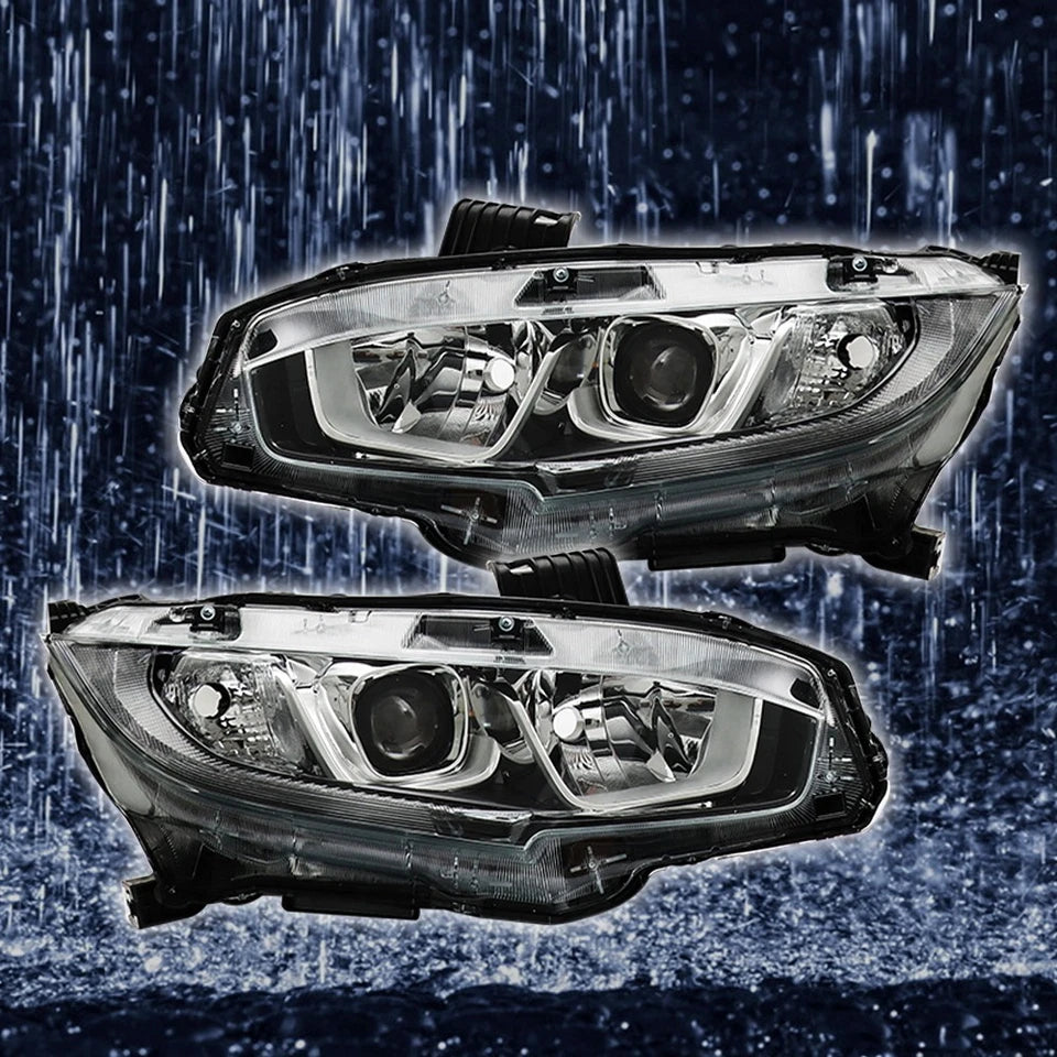 For Honda Civic 2016-2019 2020 Halogen w/DRL Headlights Headlamp Left+Right Side