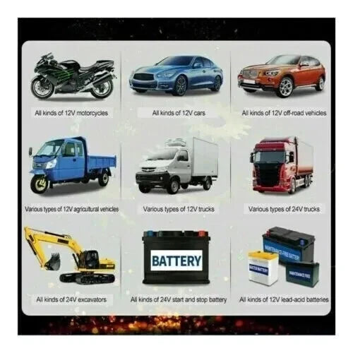 Car Battery Charger Heavy Duty 12V/24V Smart Automatic Intelligent Pulse Repair