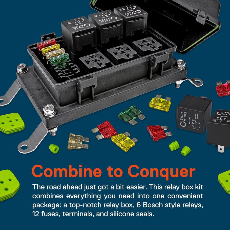 12V DC Auto Marine Waterproof ATO Bosch Fuse Relay Box Block Complete Kit