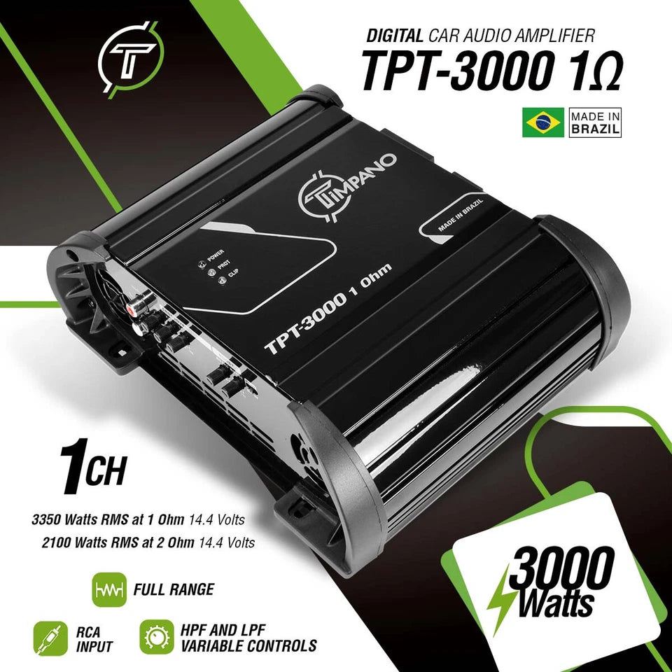 Timpano 3000 Watts Car Audio Amplifier Full Range TPT-3000 1 Ohm 3K