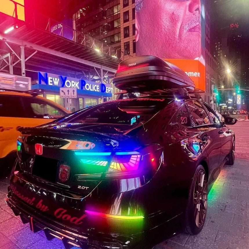 Fits 2018-2022 10th Gen Honda Accord Sedan RGB LED Tail Lights Smoked Assembly