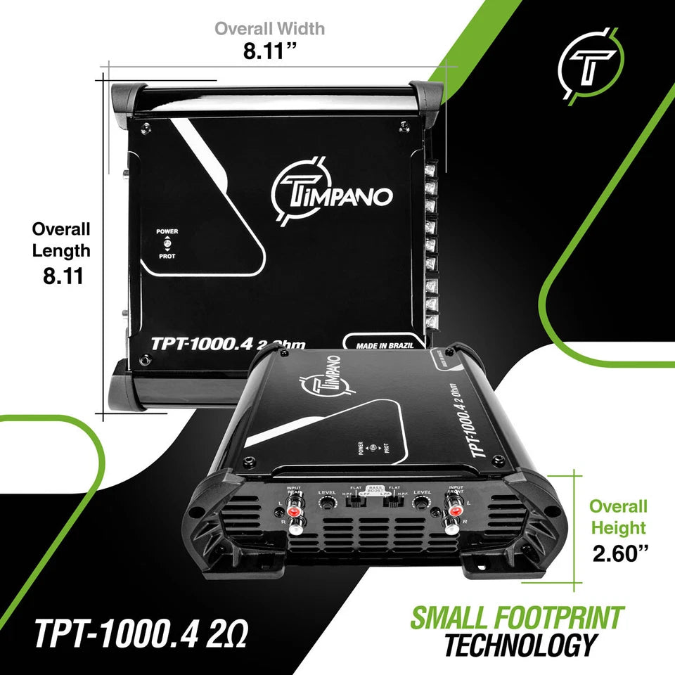 TIMPANO CAR AUDIO BUNDLE 2x 6.5" MIDRANGE SPEAKERS + 2x TWEETERS + 4 CHANNEL AMP