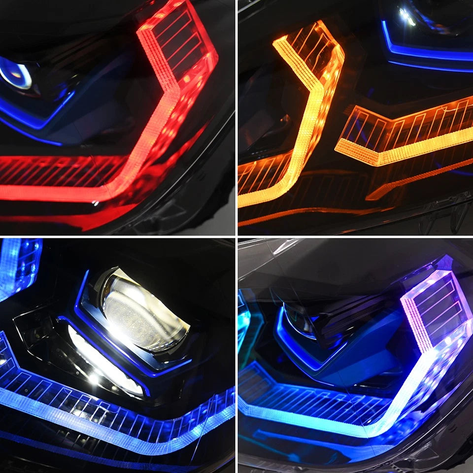 RGB LED Headlight For 2012-2015 BMW F30 3-Series Front Lamps Sequential Signal