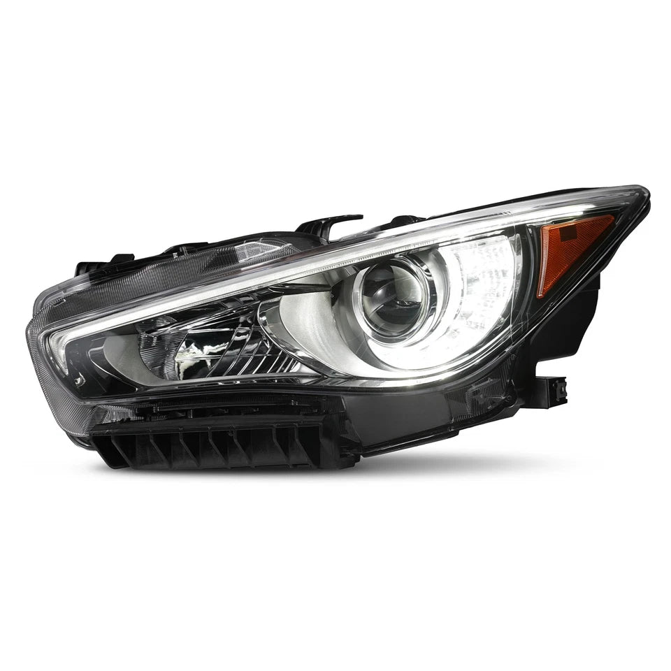 For 2014-2022 Infiniti Q50 LED Headlight w/o AFS Chrome w/LED DRL Driver Side