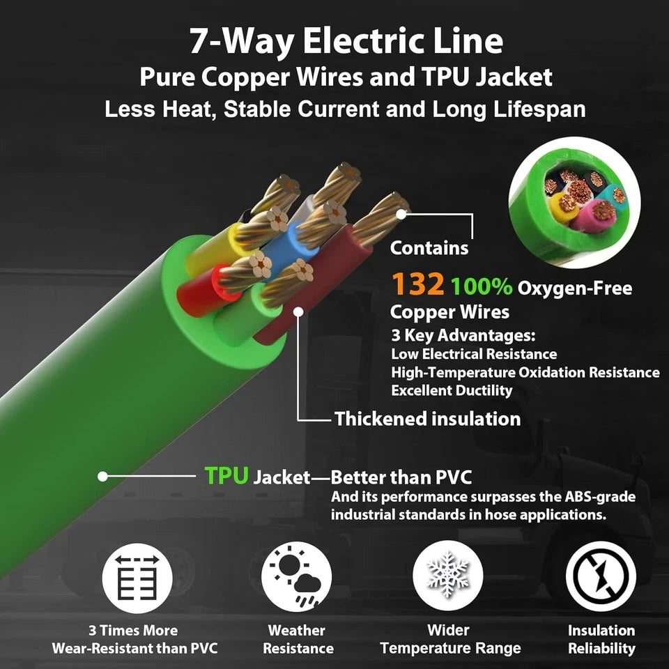 12FT Semi Truck Air Lines Kit 3 in 1 Wrap 7 Way