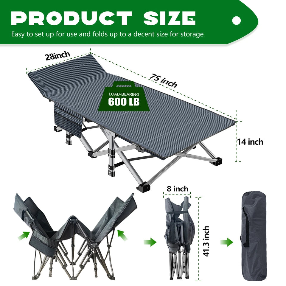 Camping Cot for Adults, Heavy-Duty Comfortable Military Army Mattress Cot & Bag