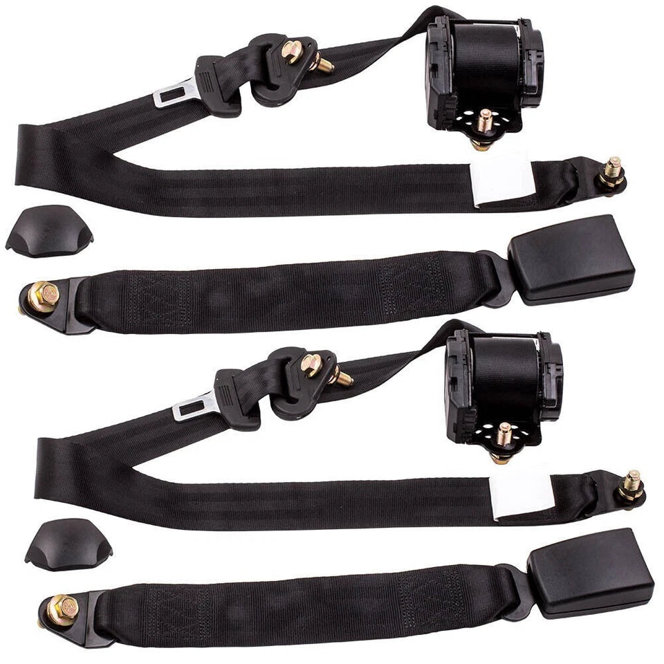 2Pack Universal Lap 3 Point Retractable Seat Belt Adjustable Car Safety Belts