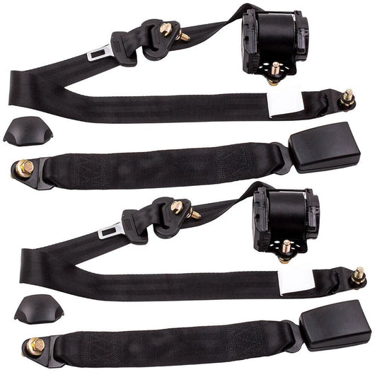 2Pack Universal Lap 3 Point Retractable Seat Belt Adjustable Car Safety Belts