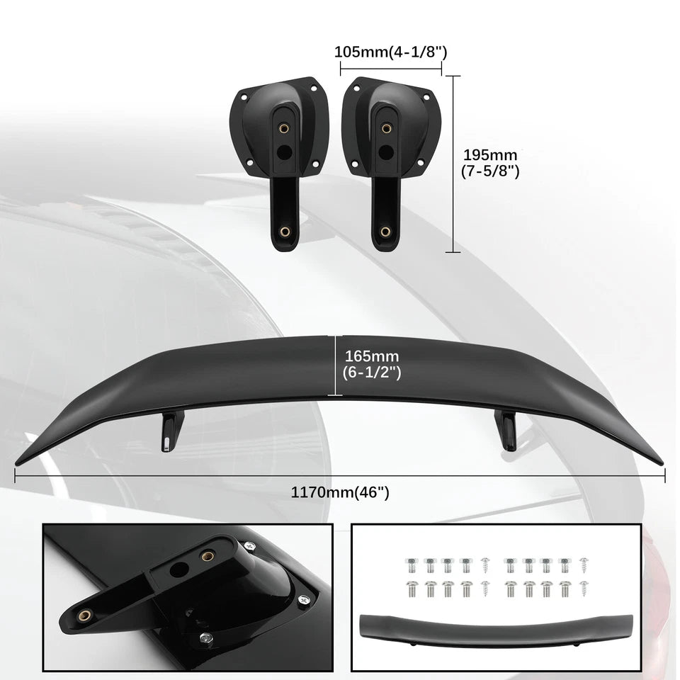 46" GT Style Gloss Black Rear Trunk Spoiler Wing For Honda Civic SI Coupe Sedan