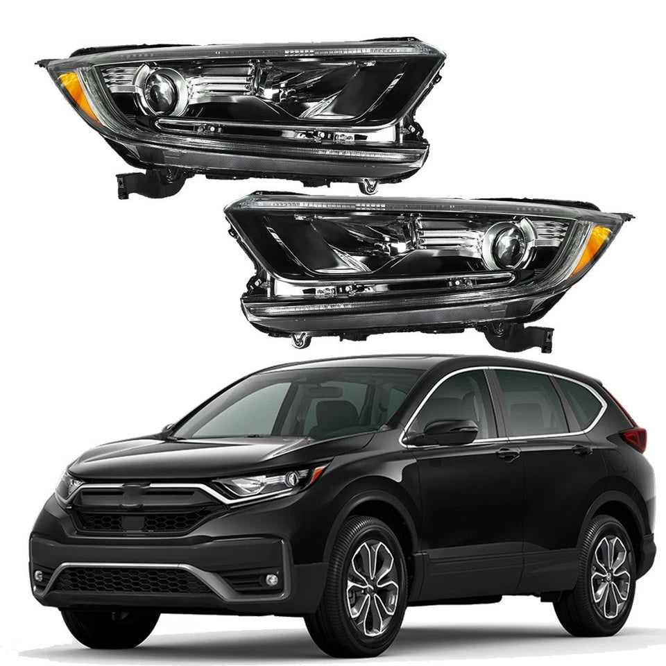 Left+Right Headlight For Honda CRV CR-V 2017-2022 Halogen Black Housing