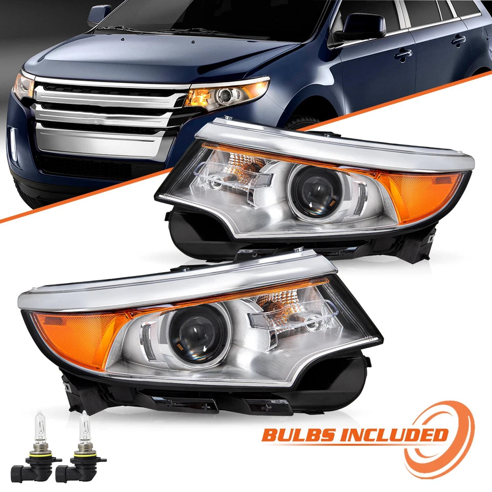 For Ford Edge 2011-2014 Projector Headlights Lamps Left+Right 5 Plugs w/Bulbs