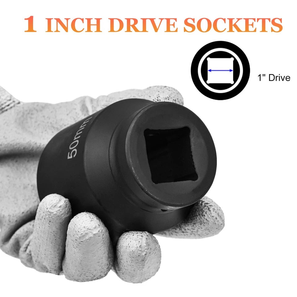 10PC 1" ONE INCH DRIVE DR DEEP BIG SIZE BLACK AIR IMPACT SOCKET WRENCH TOOL SET