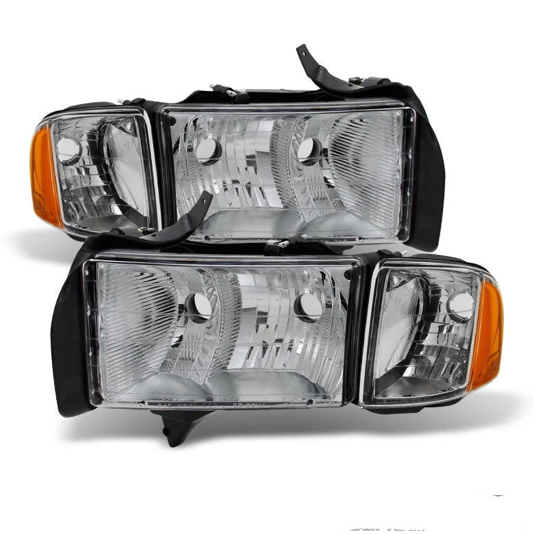 Chrome 1999 2000 2001 Dodge Ram 1500 Pickup Sport Headlights w/ Corner Lights