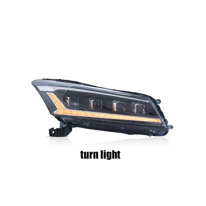 Pair LED Headlight For 2008-2012 Honda Accord 8th Gen w/Blue Start-up Animation
