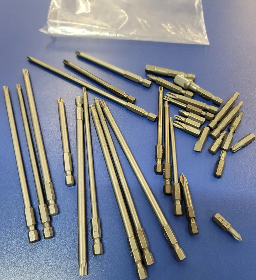 LONG TORX BIT 33 PC SET ( MADE IN USA ) FOR SNAP ON, DEWALT IMPACT 1/4" DRIVERS!